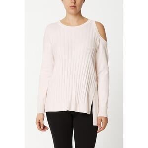 Planet By Lauren G Cutout Shoulder Sweater Ribbed Boatneck Light Pink One Size